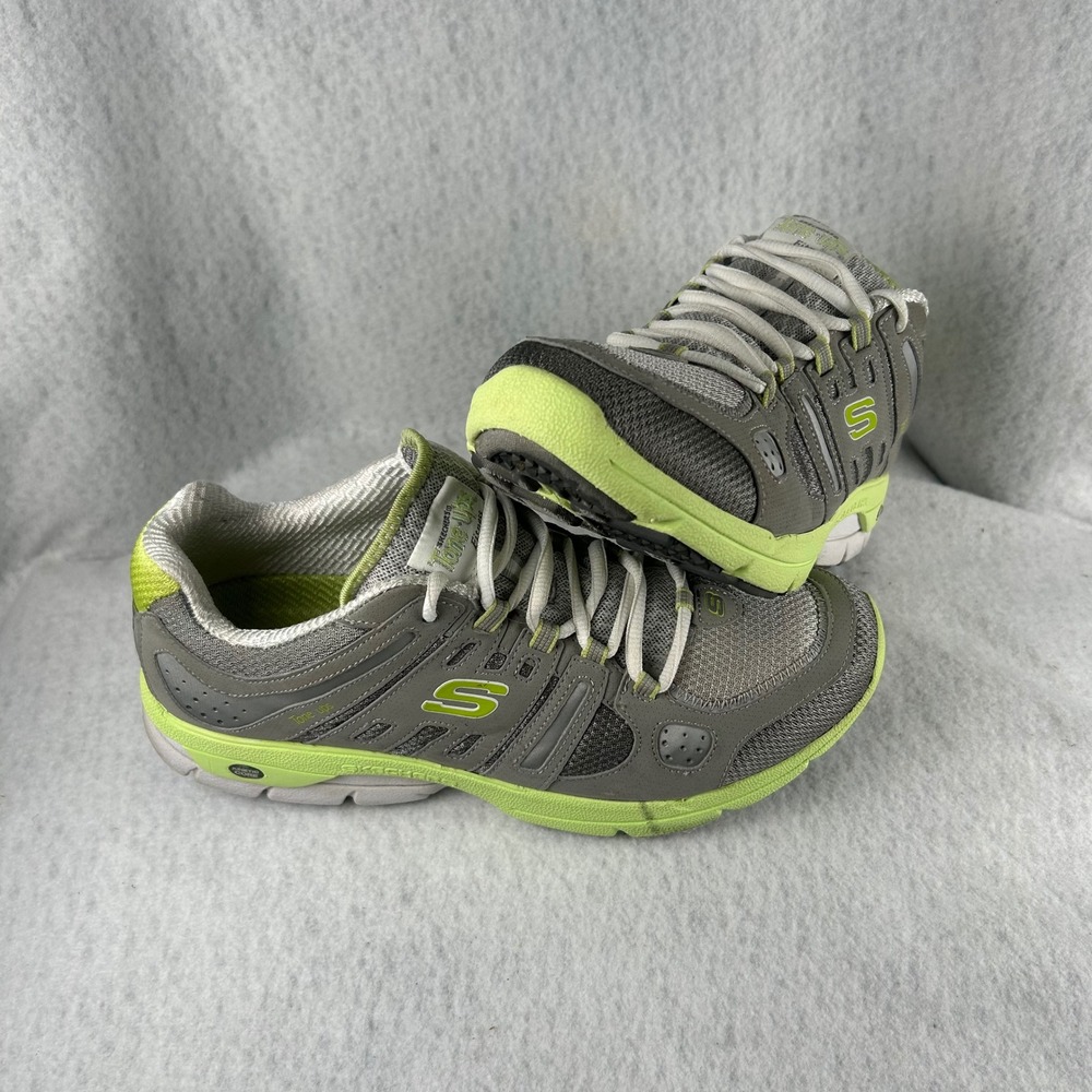 Skechers‎ Tone-ups Fitness Women 10 Grey Lime Kineticcore Sneakers